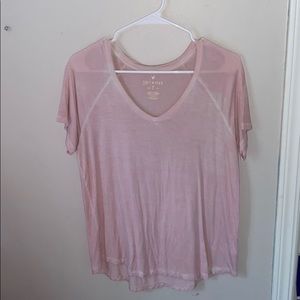 pink v-neck top